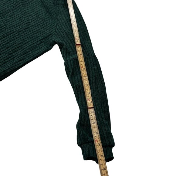 Chenault Womens Ribbed Knit Emerald Green Long Sleeve Top S - Picture 8 of 10